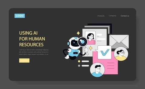 Using AI for Human Resources. Flat Vector Illustration 스톡 일러스트