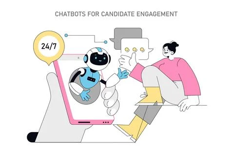 Using AI for Human Resources. Flat Vector Illustration Stock-Illustration