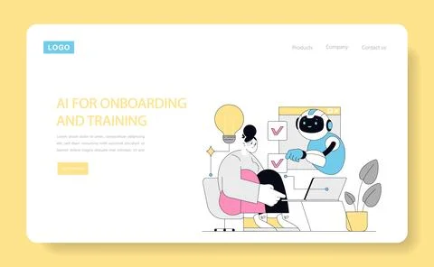 Using AI for Human Resources. Flat Vector Illustration Stock Illustration