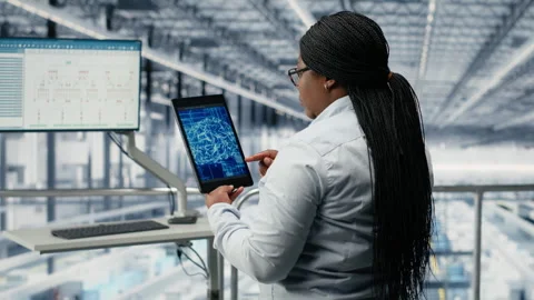 Using AI model, innovative technology roadmap and businesswoman Stock Footage 333384884