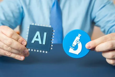 Using AI in scientific research. Working with large data sets and predictive  Stock Photos
