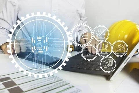 Using AI technology in the large machinery manufacturing industry for use i.. Stock Photos