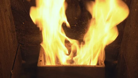 Using of alternative pellet stove instead of wood and fireplaces for heating Stock Footage 129486965