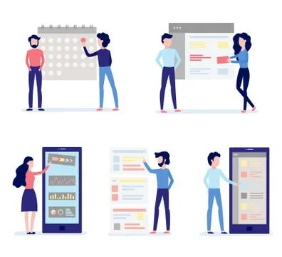 Using and customizing application set. Mobile app with user-friendly interface Ilustración de archivo