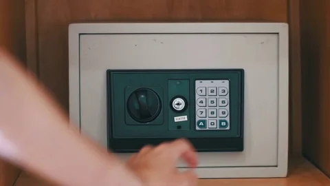 Using and Open Code Modern Safe and gets out Valuable Papers and Documents Stock Footage 73099291