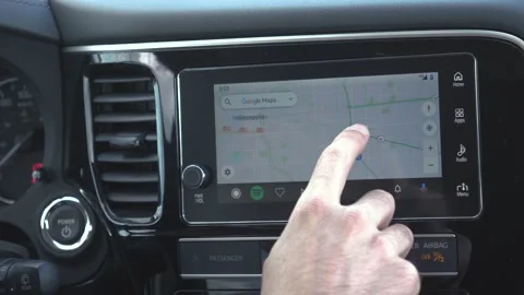 Using Android Auto inside a Car With google Maps Stock Footage 132599963