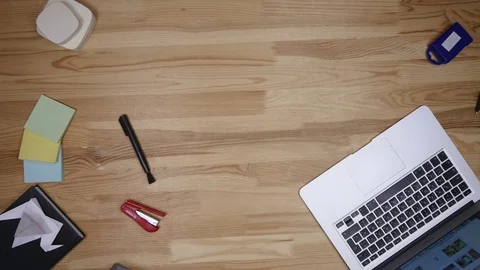 Using Android Phone Which Laying on Wooden Table at Home. Top View. Causal Stock Footage 73669433