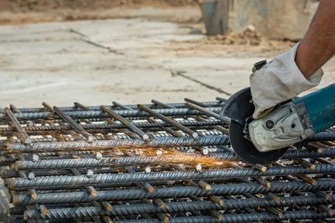 Using angle grinder Stock Photos