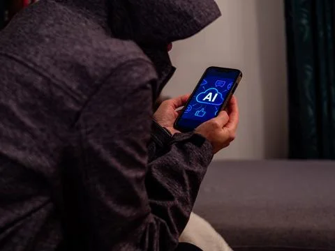 Using artificial intelligence on a smartphone Foto stock