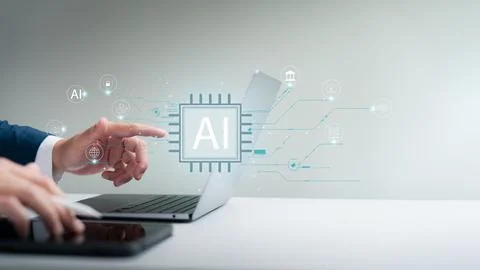 Using artificial intelligence technology with business, AI to help maximize.. Foto stock