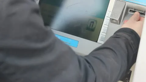 Using ATM machine Stock Footage 10888100