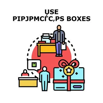 Using boxes for delivery, gift, and mail service Illustrazione stock