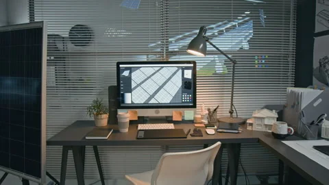 Using CAD Software for Designing Solar Panel System on Computer Stock Footage 307962354