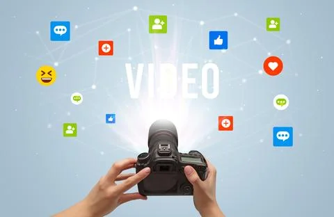 Using camera to capture social media content Stock Photos