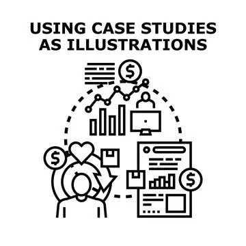Using case studies to illustrate business success and customer value Stock Illustration