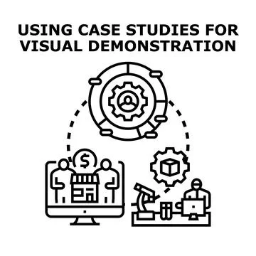 Using case studies for visual demonstration concept Stock Illustration