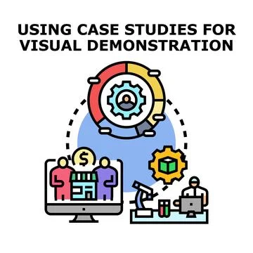 Using case studies for visual demonstration concept Stock Illustration