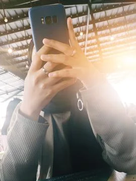 Using cell phone Stock Photos