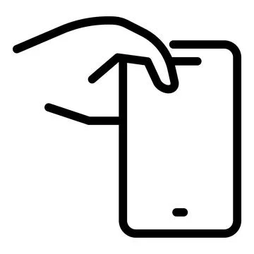 Using cellphone icon outline vector. Hand phone Stock Illustration