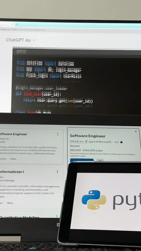 Using Chat GPT for coding and Python Programming, software engineering Stock Footage 281273437