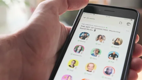 Using clubhouse app. Close up of smartphone with clubhouse application. Moscow Stock-Footage 148869170
