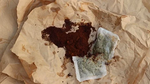 Using Coffee and Tea for Composting Stock Footage 92839638