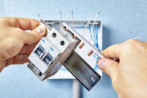 Using comb busbar for switchgear or fuse box. Stock Photos
