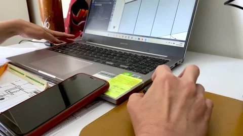 Using a computer-aided design program to develop architectural plans Video stock 200089493