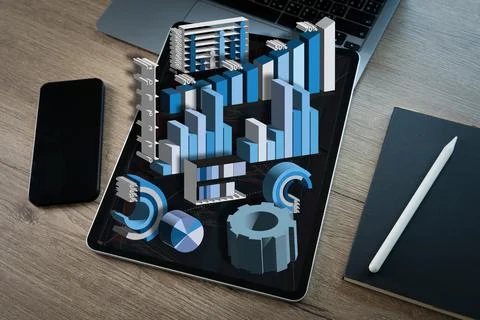 Using a computer, an analysis businessman Working at a home office while st.. Stock Photos