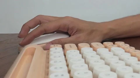 Using Computer Mouse and Retro Keyboard Close Up Stock Footage 311793669