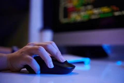 Using Computer Mouse during Software Programming Session Stock Photos