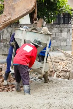 Using concrete bucket Stock Photos