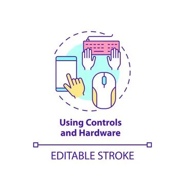 Using controls and hardware concept icon Stock Illustration