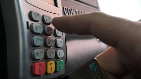 Using credit card and entering pin code Stock Footage 86557961