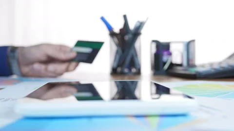 Using Credit Card And Tablet Stock-Footage 64051783