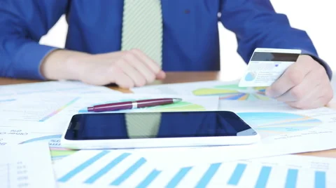 Using Credit Card And Tablet Stock Footage 64052278