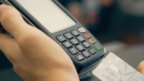 Using Credit Card Payment Terminal Stock Footage 118854330