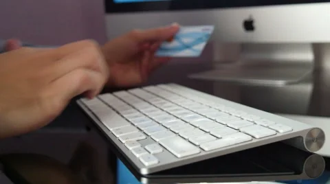 Using Credit Card For Shopping Internet Shop Stock Footage 42648979