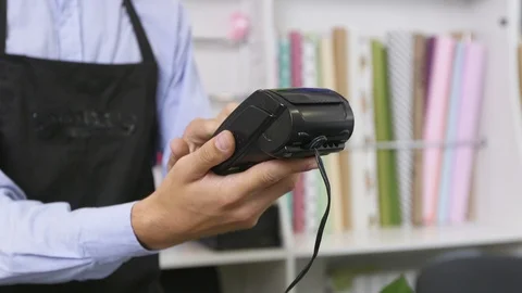 Using Credit Card Terminal with PIN in Store Stock Footage 91846649