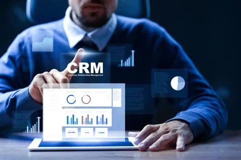 Using CRM software for customer management and data analysis in a business .. Stock Photos