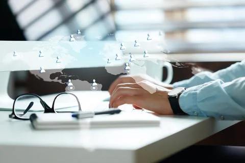 Using CRM software for managing customer relationships and improving business Stock Photos