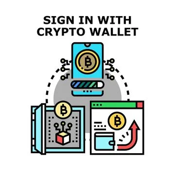 Using crypto wallet for secure online login Stock Illustration