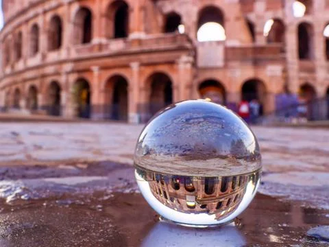 Using crystal ball or lens ball to create a nice travelling photography Stock Photos