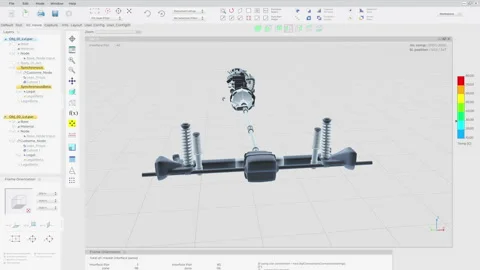 Using the Desktop program to work on the 3D machine engine blueprint project Stock Footage 252227424