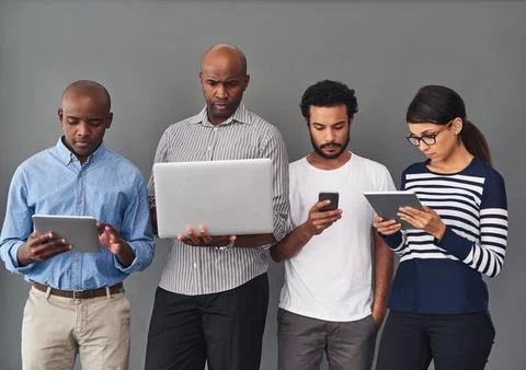 Using different defices but connected to the same network. Studio of 写真素材