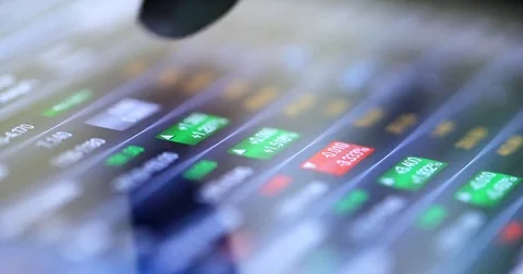 Using digital tablet computer with financial data Stock Footage 79602656