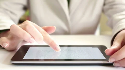 Using digital tablet HD Stock Footage 34361186