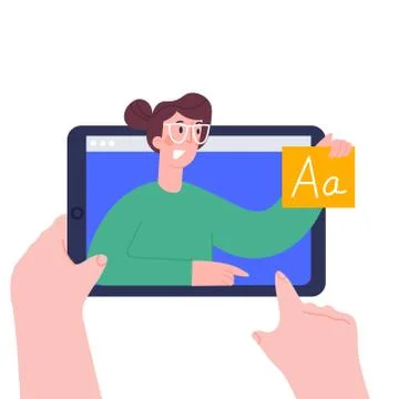 Using digital tablet pc for distance lessons, video course, web seminar Stock Illustration