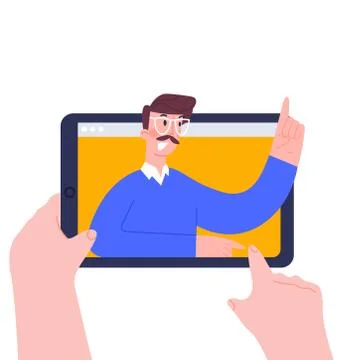 Using digital tablet pc for distance lessons, video course, web seminar Stock Illustration