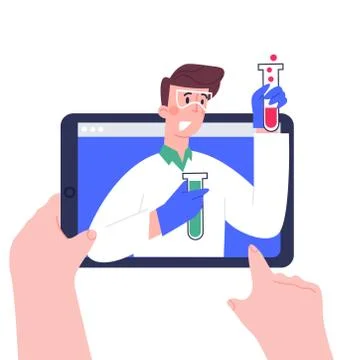 Using digital tablet pc for distance lessons, video course, web seminar Stock Illustration